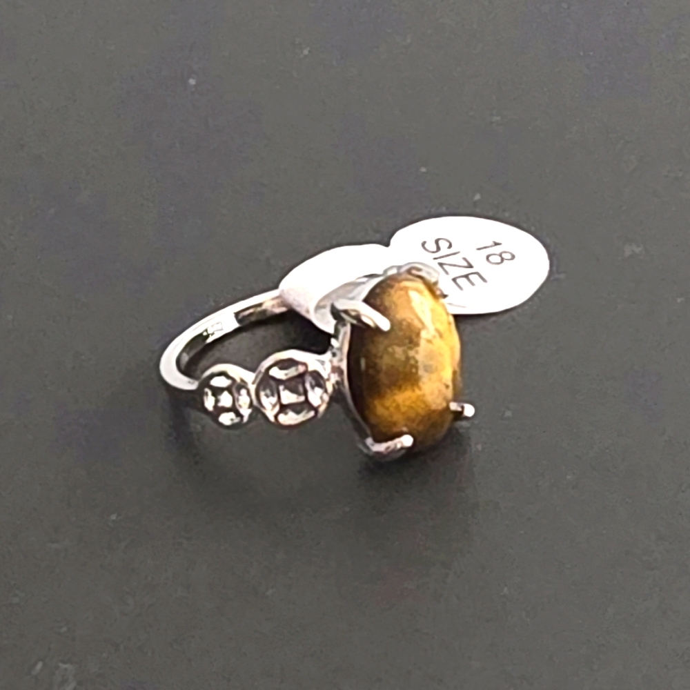 TIGER EYE POLISHED CABECHON FASHION LADIES NEW SIZE RING